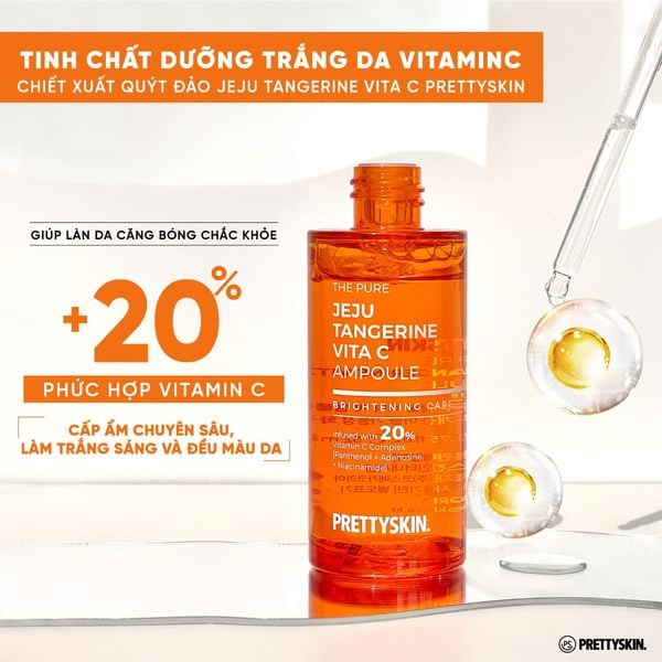 TINH CHẤT VITA C PRETTY SKIN THE PURE JEJU TANGERINE VITA C AMPOULE 52ML [MUA 1 TINH CHẤT TẶNG 1 SERUM VITAMIN C QUÝT XANH BERGAMO 10ML]