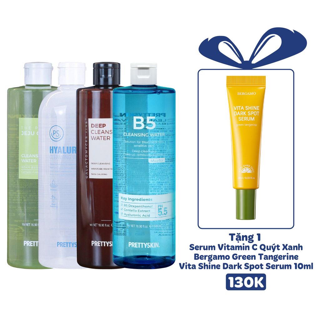 NƯỚC TẨY TRANG PRETTY SKIN CLEANSING WATER 500ML [MUA 1 TẨY TRANG TẶNG 1 SERUM VITAMIN C QUÝT XANH BERGAMO 10ML]