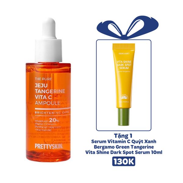 TINH CHẤT VITA C PRETTY SKIN THE PURE JEJU TANGERINE VITA C AMPOULE 52ML [MUA 1 TINH CHẤT TẶNG 1 SERUM VITAMIN C QUÝT XANH BERGAMO 10ML]