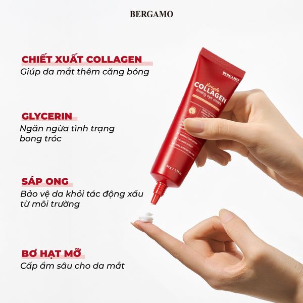 KEM DƯỠNG MẮT COLLAGEN SĂN CHẮC BERGAMO TRIPLE COLLAGEN FIRMING EYE CREAM 50G