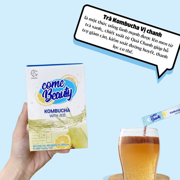 TRÀ KOMBUCHA COME BEAUTY KOMBUTEA HỘP 5 GÓI X 15G