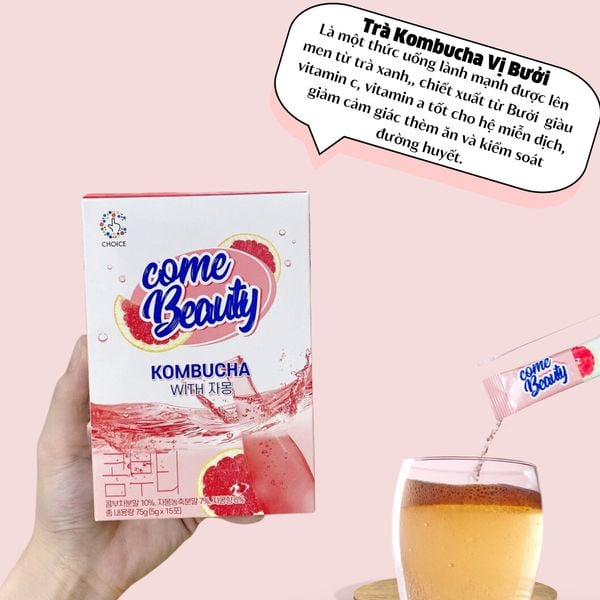 TRÀ KOMBUCHA COME BEAUTY KOMBUTEA HỘP 5 GÓI X 15G