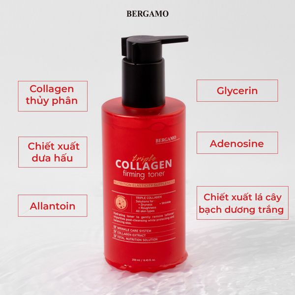 TONER COLLAGEN SĂN CHẮC BERGAMO TRIPLE COLLAGEN FIRMING TONER 250ML