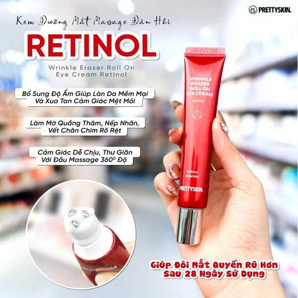 KEM MẮT PRETTY SKIN WRINKLE ERASER ROLL ON EYE CREAM RETINOL 30ML