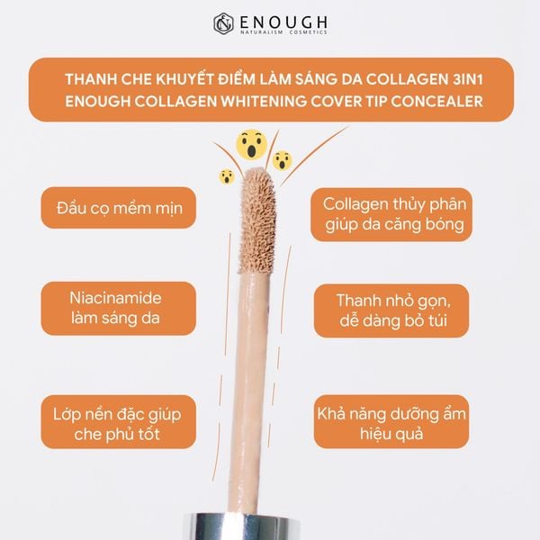 THANH CHE KHUYẾT ĐIỂM TRẮNG DA COLLAGEN ENOUGH COLLAGEN WHITENING COVER TIP CONCEALER