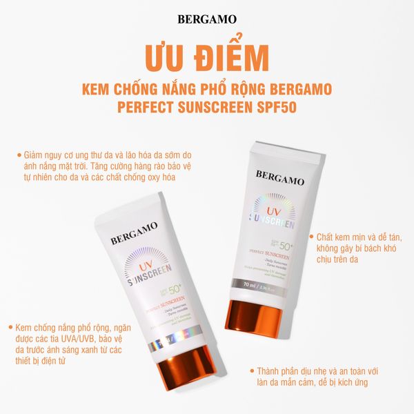 KEM CHỐNG NẮNG PHỔ RỘNG BERGAMO PERFECT SUN SCREEN SPF50 70ML