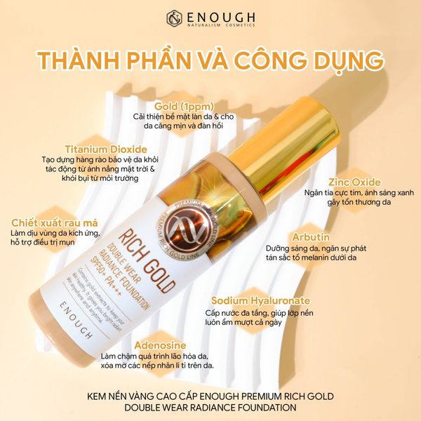 KEM NỀN VÀNG CAO CẤP ENOUGH PREMIUM RICH GOLD DOUBLE WEAR RADIANCE FOUDATION 100ML