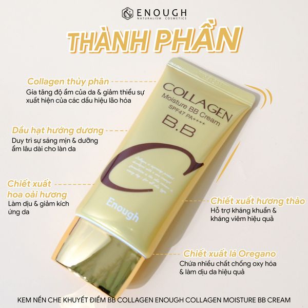 KEM CHE KHUYẾT ĐIỂM BB COLLAGEN ENOUGH COLLAGEN MOISTURE BB CREAM 50G