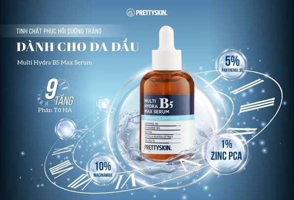 SERUM HỖ TRỢ PHỤC HỒI DƯỠNG TRẮNG MULTI HYDRA MAX B5 PRETTY SKIN DÀNH CHO DA DẦU 50ML [MUA 1 SERUM TẶNG 1 SERUM VITAMIN C QUÝT XANH BERGAMO 10ML]