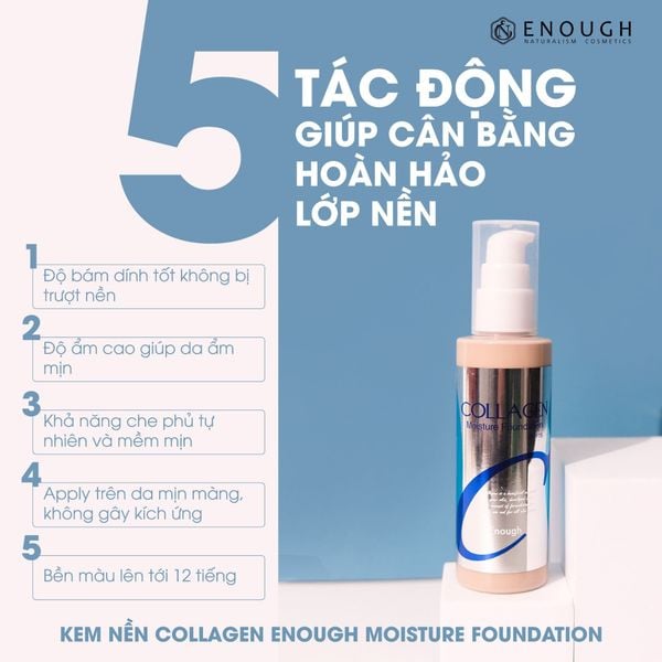 KEM NỀN COLLAGEN MOISTURE ENOUGH FOUNDATION SPF15 (TẶNG 1 MÚT TRANG ĐIỂM JARY)