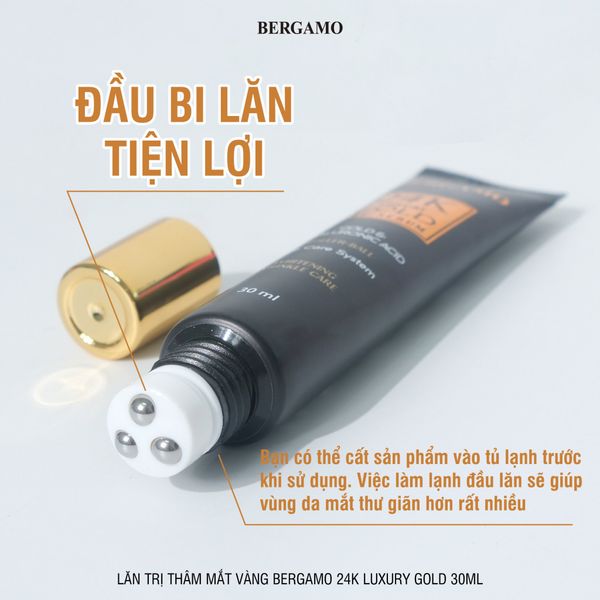 LĂN GIẢM THÂM MẮT VÀNG BERGAMO 24K LUXURY GOLD EYE SERUM 30ML