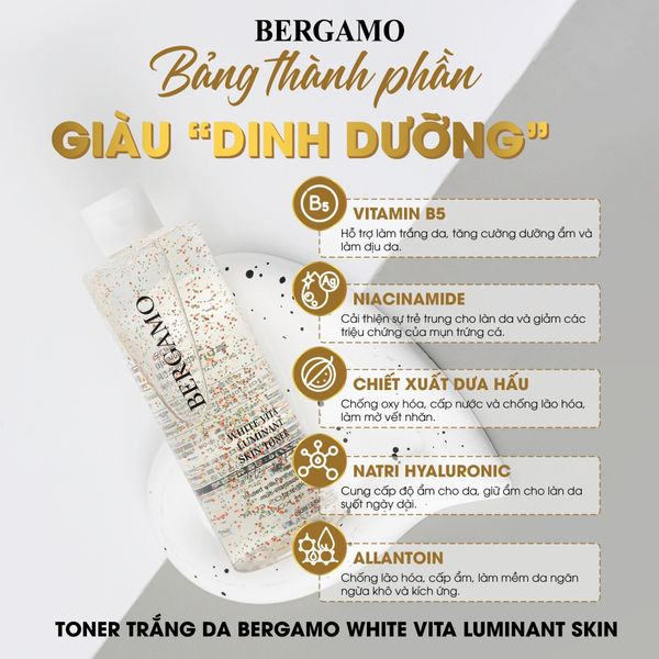 TONER TRẮNG DA BERGAMO WHITE VITA LUMINANT SKIN TONER 250ML