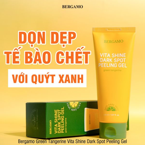 TẨY DA CHẾT QUÝT XANH TRẮNG DA MỜ THÂM NÁM BERGAMO GREEN TANGERIN VITA SHINE DARK SPOT PEELING GEL 150ML