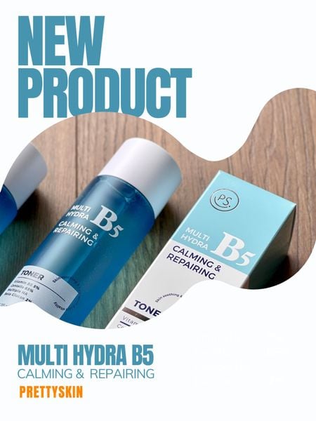 NƯỚC HOA HỒNG PHỤC HỒI, DƯỠNG TRẮNG PRETTY SKIN MULTI HYDRA B5 CALMING & REPAIRING TONER 205ML