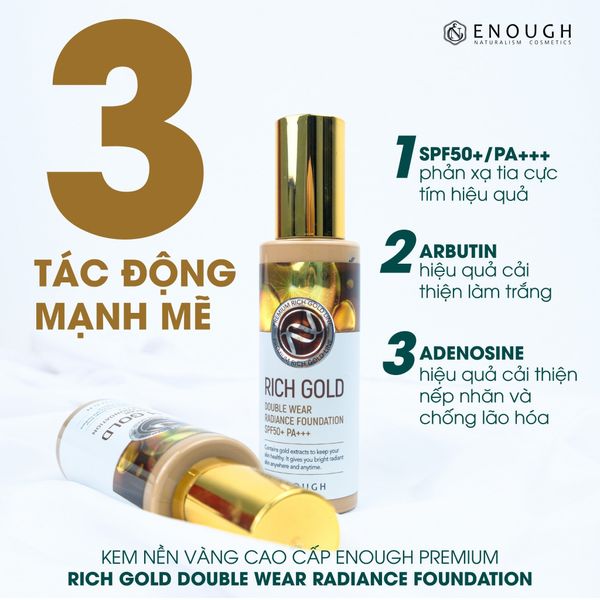 KEM NỀN VÀNG CAO CẤP ENOUGH PREMIUM RICH GOLD DOUBLE WEAR RADIANCE FOUDATION 100ML