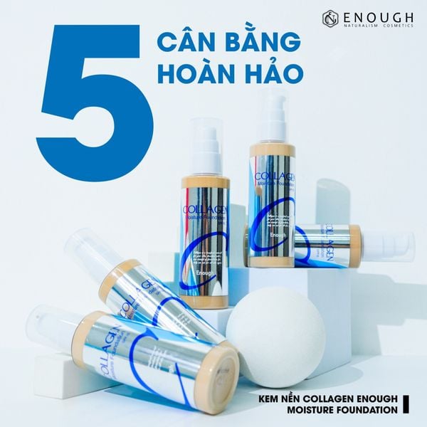 KEM NỀN COLLAGEN MOISTURE ENOUGH FOUNDATION SPF15 (TẶNG 1 MÚT TRANG ĐIỂM JARY)