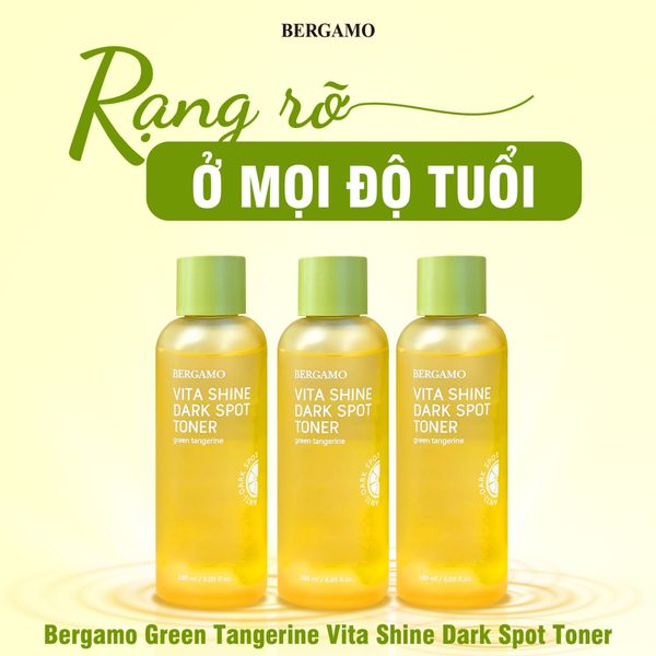 TONER QUÝT XANH TRẮNG DA MỜ THÂM NÁM BERGAMO GREEN TANGERIN VITA SHINE DARK SPOT TONER 180ML