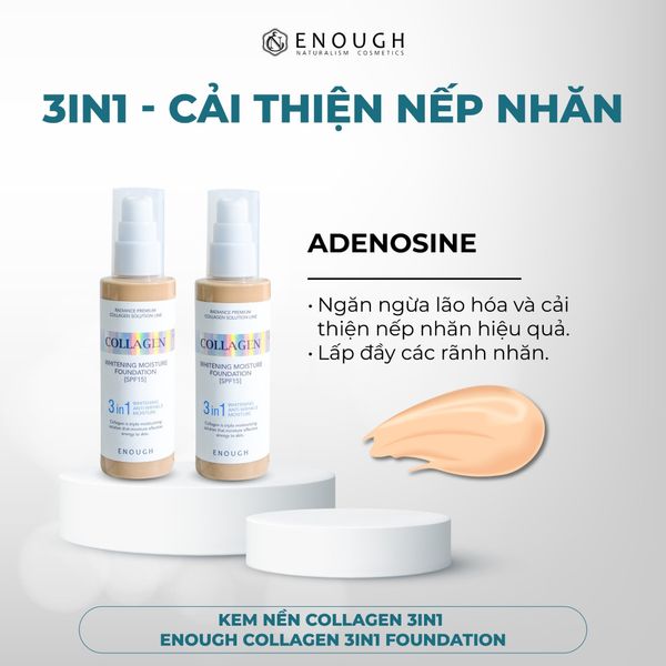 KEM NỀN COLLAGEN 3IN1 ENOUGH COLLAGEN 3IN1 FOUNDATION 100ML (TẶNG 1 MÚT TRANG ĐIỂM JARY)