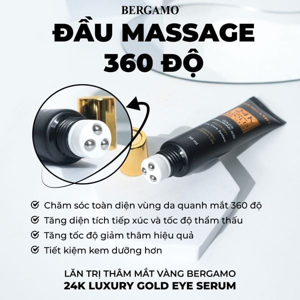 LĂN TRỊ THÂM MẮT VÀNG BERGAMO 24K LUXURY GOLD EYE SERUM 30ML