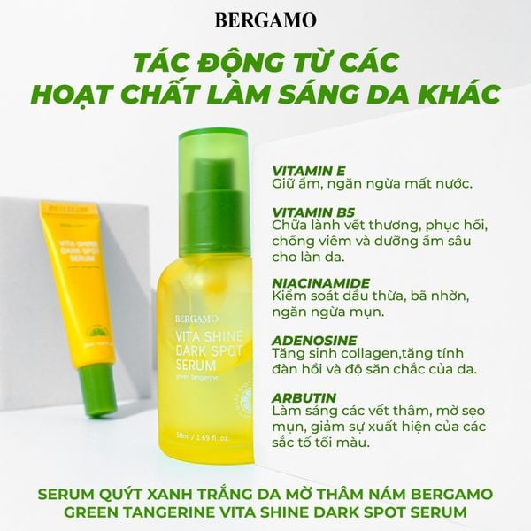 SERUM QUÝT XANH TRẮNG DA MỜ THÂM NÁM BERGAMO GREEN TANGERIN VITA SHINE DARK SPOT SERUM