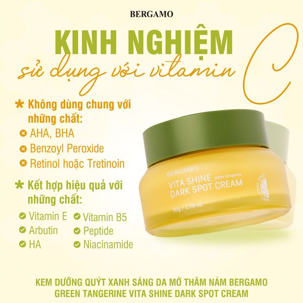 KEM DƯỠNG QUÝT XANH TRẮNG DA MỜ THÂM NÁM BERGAMO GREEN TANGERIN VITA SHINE DARK SPOT CREAM 50G