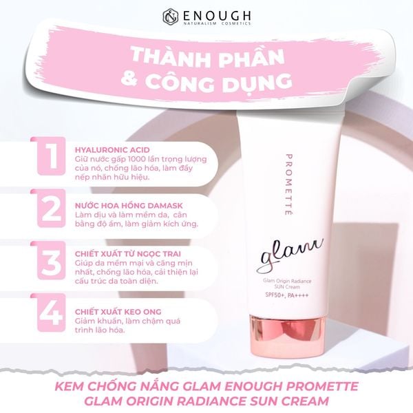 KEM CHỐNG NẮNG GLAM ENOUGH PROMETTE GLAM ORIGIN RADIANCE SUN CREAM 50ML