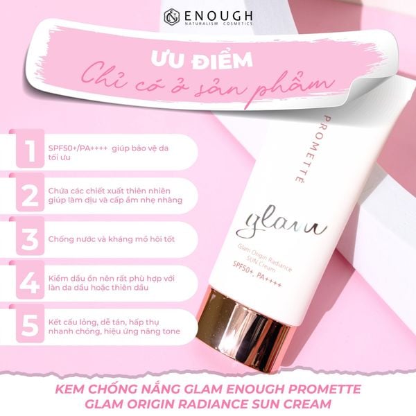 KEM CHỐNG NẮNG GLAM ENOUGH PROMETTE GLAM ORIGIN RADIANCE SUN CREAM 50ML