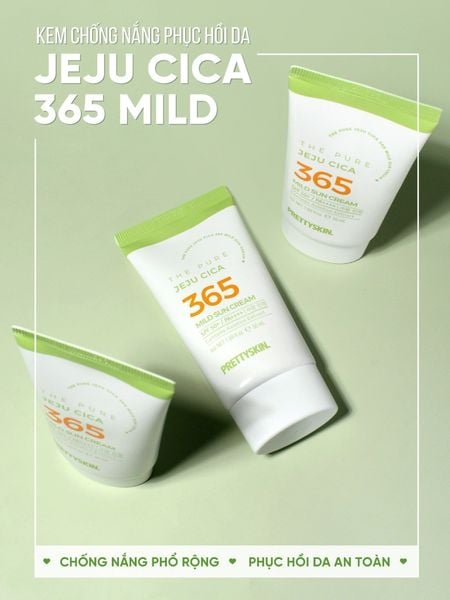 KEM CHỐNG NẮNG HÀNG NGÀY PRETTY SKIN THE PURE 365 JEJU CICA MILK SUN CREAM 50ML