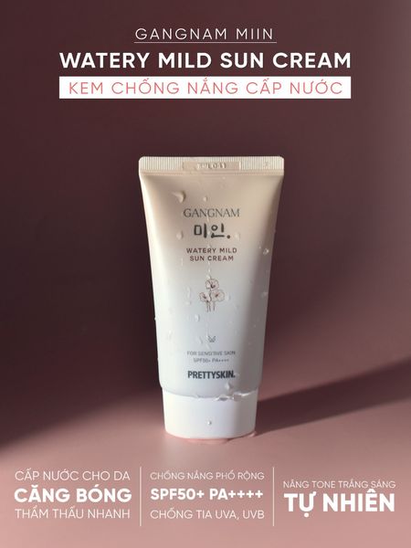 KEM CHỐNG NẮNG TRẮNG DA PRETTY SKIN GANGNAM WATERY MILD SUN CREAM 50ML  [MUA 1 KEM CHỐNG NẮNG TẶNG 1 MẶT NẠ OHESI 25K]