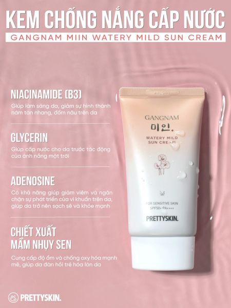 KEM CHỐNG NẮNG LÀM TRẮNG PRETTY SKIN GANGNAM WATERY MILD SUN CREAM 50ML