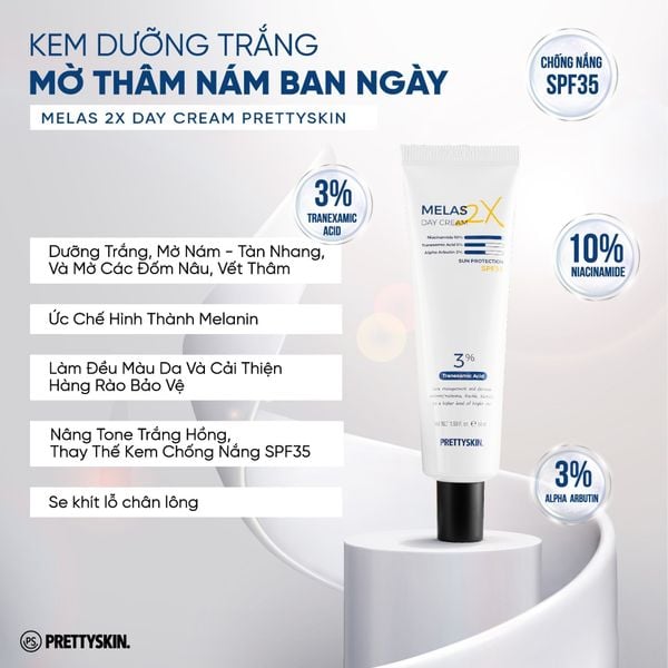 KEM DƯỠNG TRẮNG MỜ THÂM NÁM PRETTY SKIN MELAS 2X 50ML