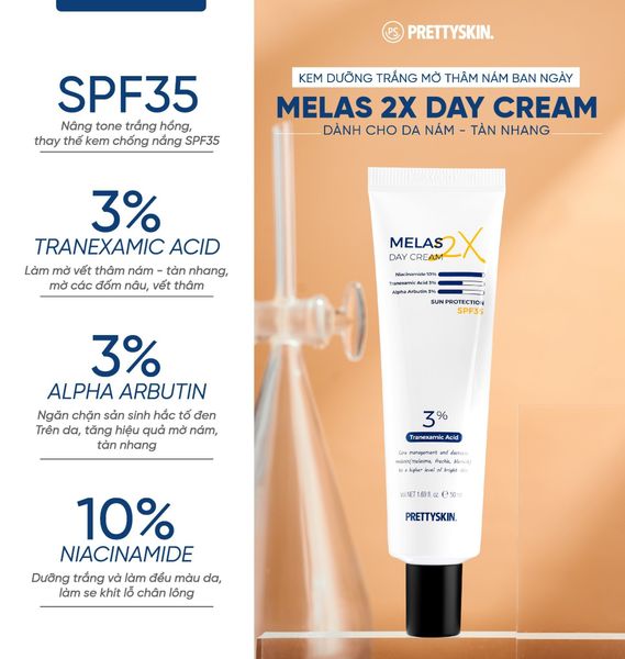 KEM DƯỠNG TRẮNG MỜ THÂM NÁM PRETTY SKIN MELAS 2X 50ML