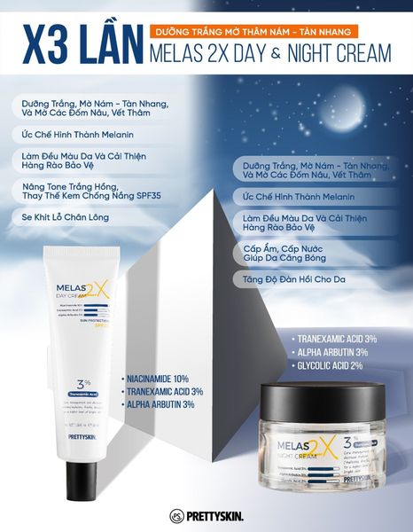 KEM DƯỠNG TRẮNG MỜ THÂM NÁM PRETTY SKIN MELAS 2X 50ML