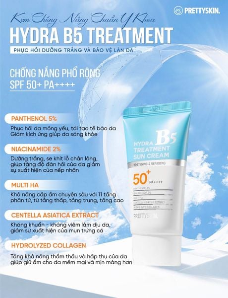 KEM CHỐNG NẮNG PRETTY SKIN HYDRA B5 TREATMENT SUN CREAM 50ML