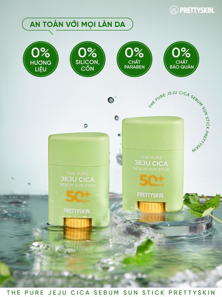 KEM CHỐNG NẮNG RAU MÁ PRETTY SKIN THE PURE JEJU CICA SEBUM SUN STICK DẠNG LĂN
