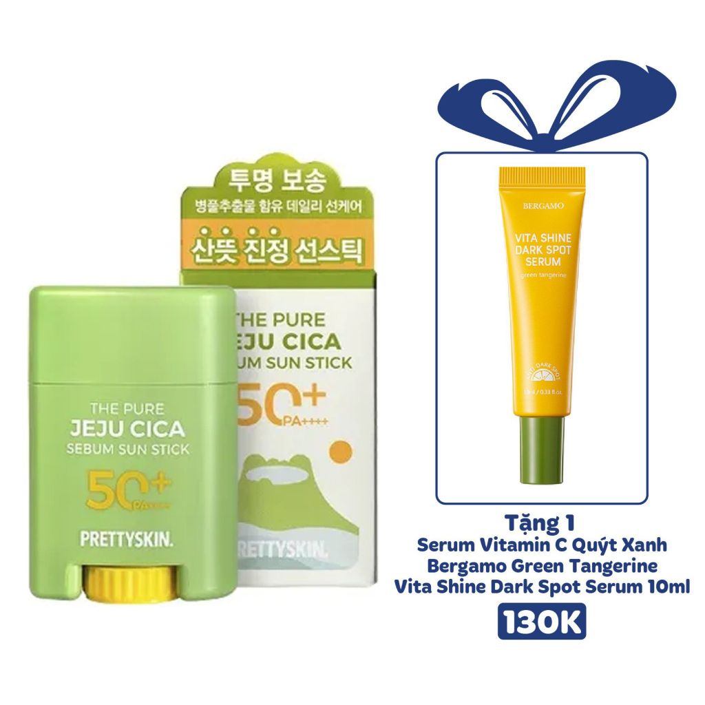 KEM CHỐNG NẮNG RAU MÁ PRETTY SKIN THE PURE JEJU CICA SEBUM SUN STICK DẠNG LĂN [MUA 1 KEM CHỐNG NẮNG TẶNG 1 SERUM QUÝT XANH 10ML]