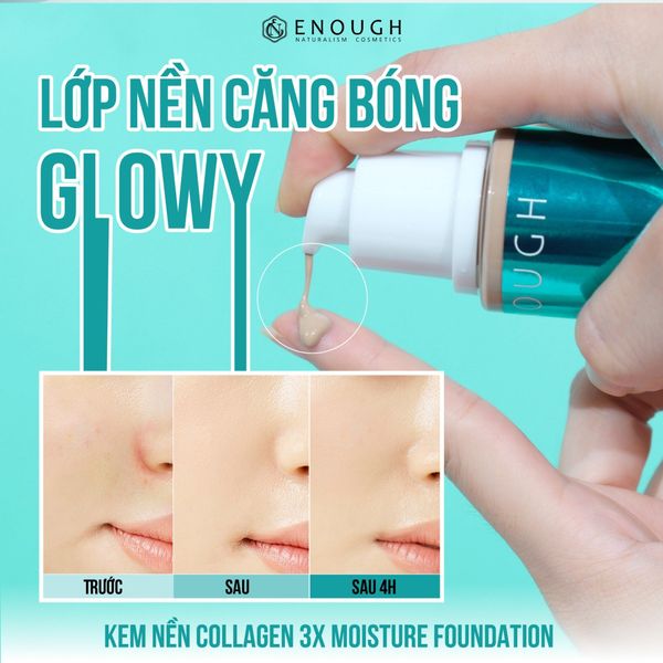 KEM NỀN ENOUGH COLLAGEN 3X MOISTURE FOUDATION SPF15 100ML (TẶNG 1 MÚT TRANG ĐIỂM JARY)