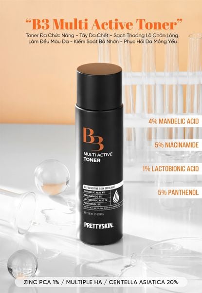 NƯỚC HOA HỒNG B3 MULTI ACTIVE TONER PRETTYSKIN 205ML