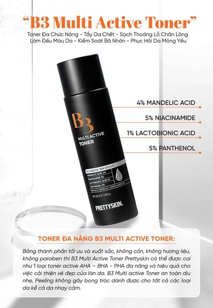 NƯỚC HOA HỒNG B3 MULTI ACTIVE TONER PRETTYSKIN 205ML