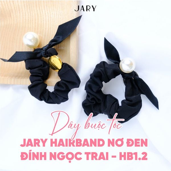 DÂY BUỘC TÓC JARY HAIRBAND NƠ ĐEN ĐÍNH NGỌC TRAI - HB1 - HB1.2