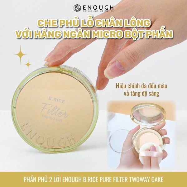 PHẤN PHỦ ENOUGH B.RICE PURE FILTER TWO WAY CAKE 12G