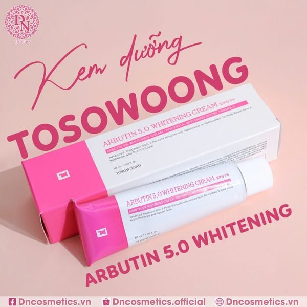 KEM DƯỠNG ARBUTIN MỜ NÁM DƯỠNG TRẮNG 5.0 WHITENING CREAM TOSOWOONG 50ML