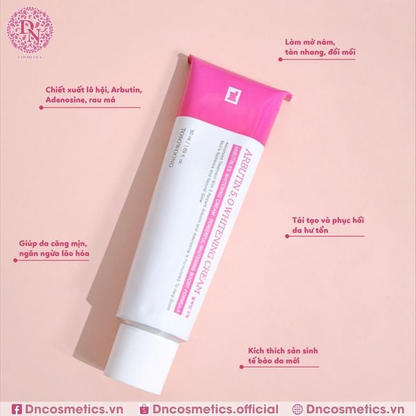 KEM DƯỠNG ARBUTIN MỜ NÁM DƯỠNG TRẮNG 5.0 WHITENING CREAM TOSOWOONG 50ML