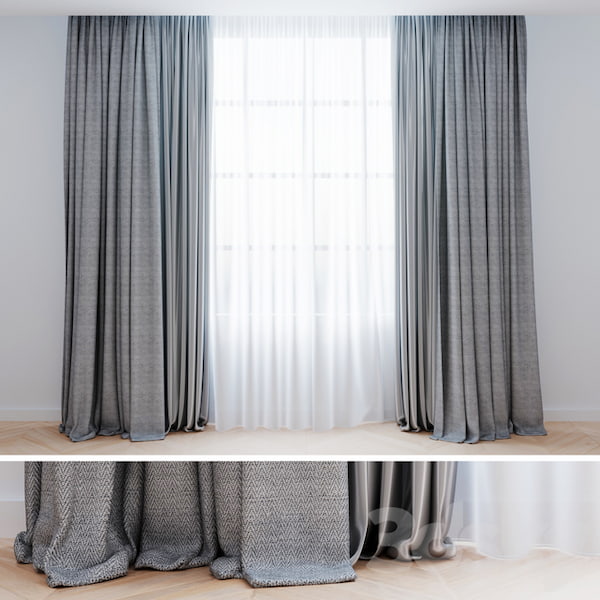 Rèm cửa 2 lớp màu ghi thanh lịch