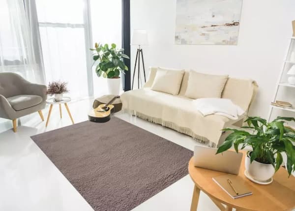 Thảm lông xù màu xám trắng