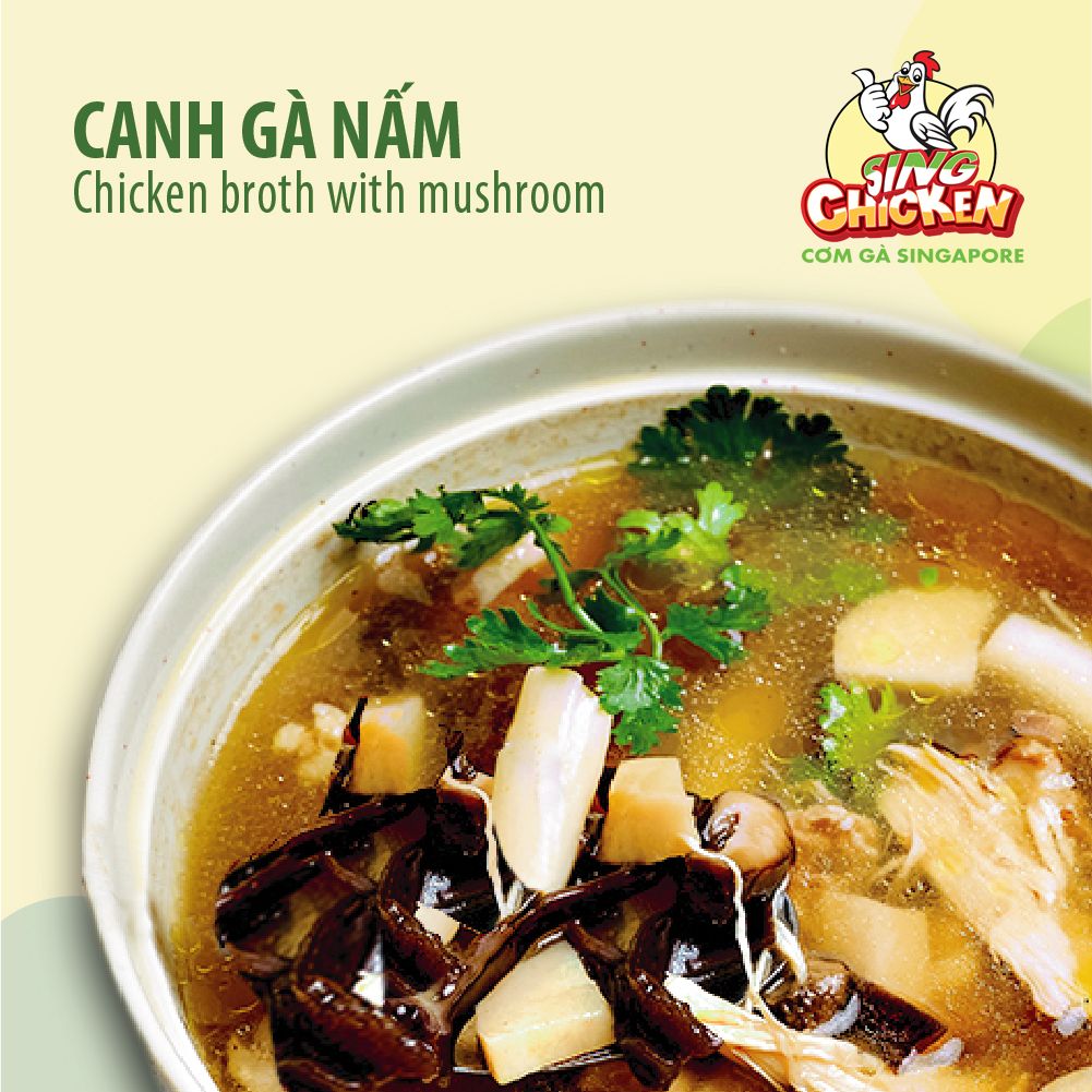  Canh gà nấm 