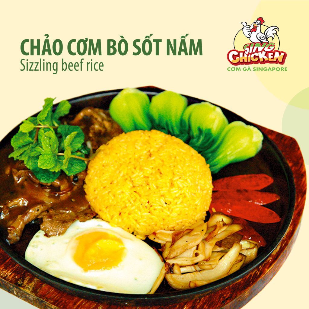  Chảo cơm bò sốt nấm 