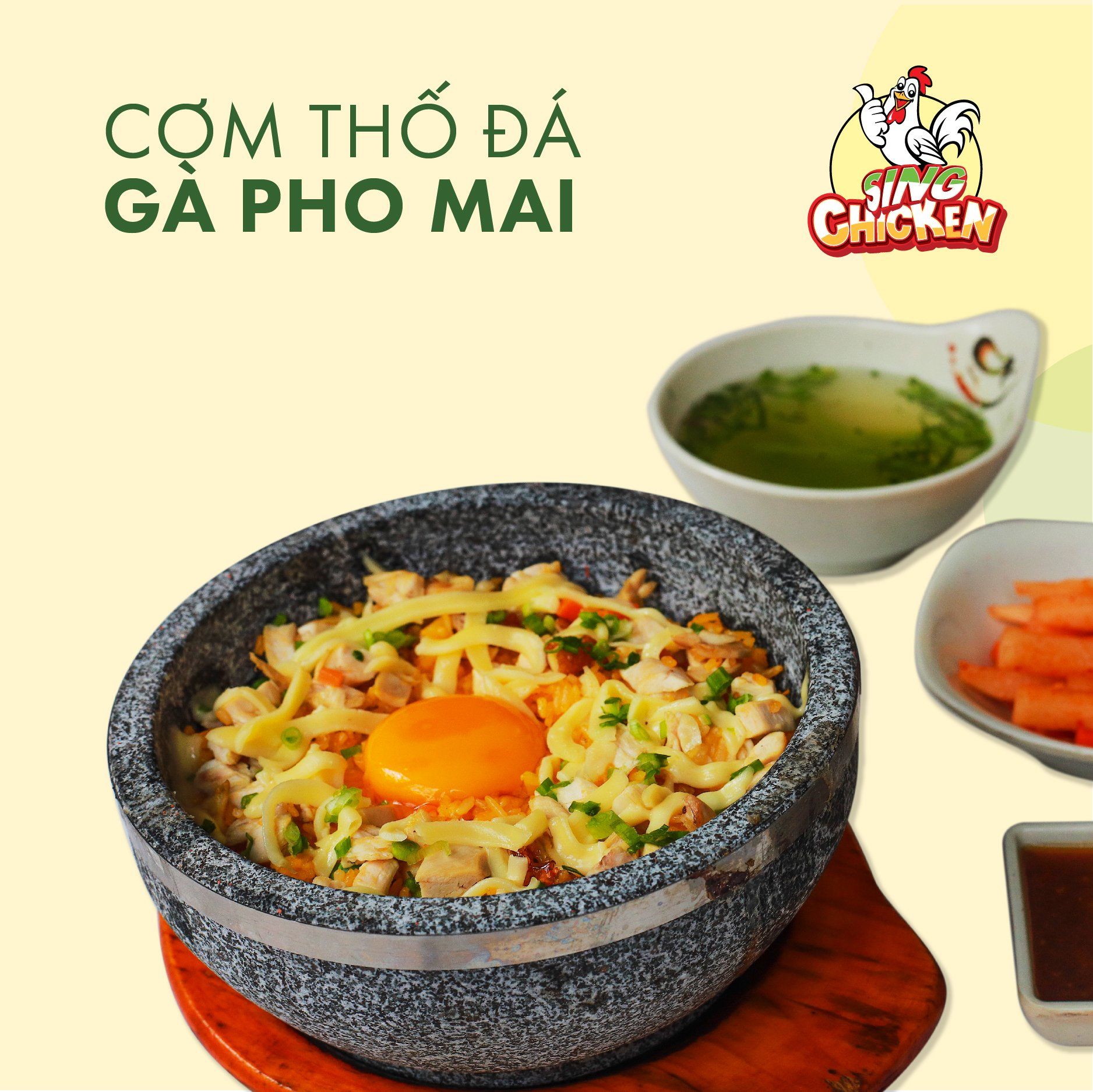  Cơm Thố Đá Gà Phô Mai 