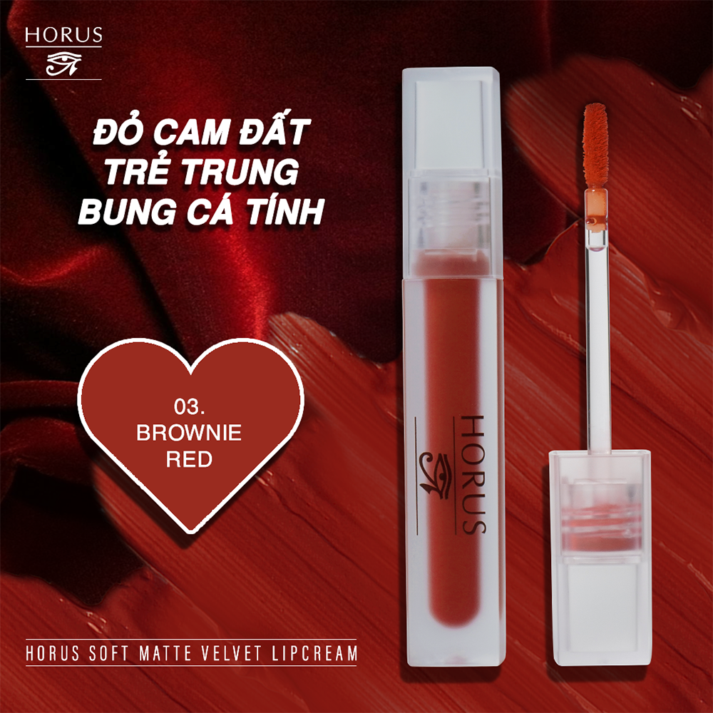 03. Đỏ Cam Đất Son Kem Horus Son Kem Soft Matte Velvet Lipcream 3g