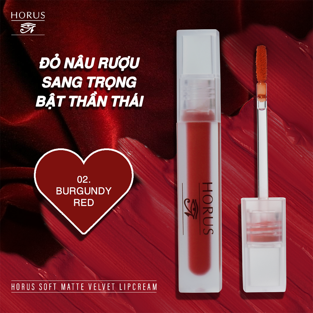 02. Đỏ Nâu Rượu Son Kem Horus Son Kem Soft Matte Velvet Lipcream 3g